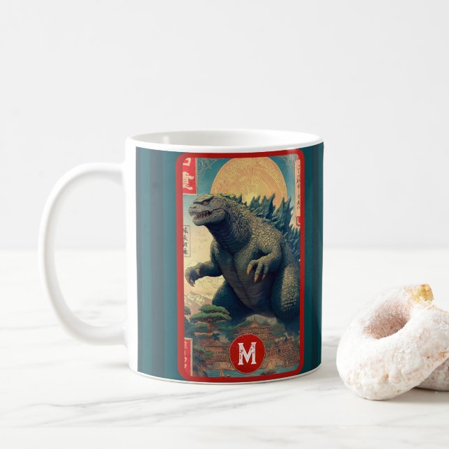 Mug Monogram Lizard Monster Retro Bold Cool (Avec donut)