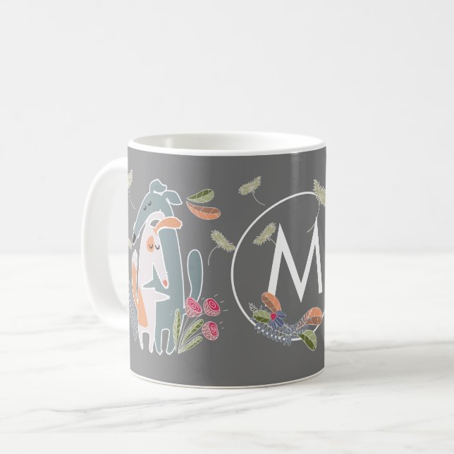 Mug Monogram Podenco Chien et Galgo Cartoon Grey (Devant gauche)