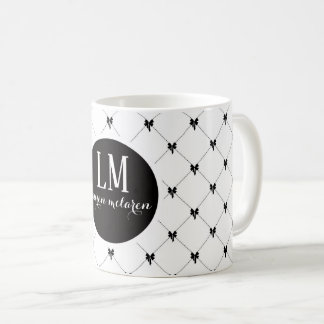 Mug Monogram White & Black Bow Script