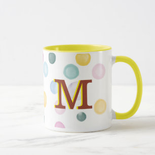 Mug Monogramme 3D Pois coloré amusant 
