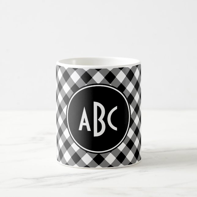 Mug Monogramme à 3 lettres en carreaux de buffle noir  (Centre)