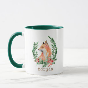 Mug monogramme à couronne de feuillage persistant
