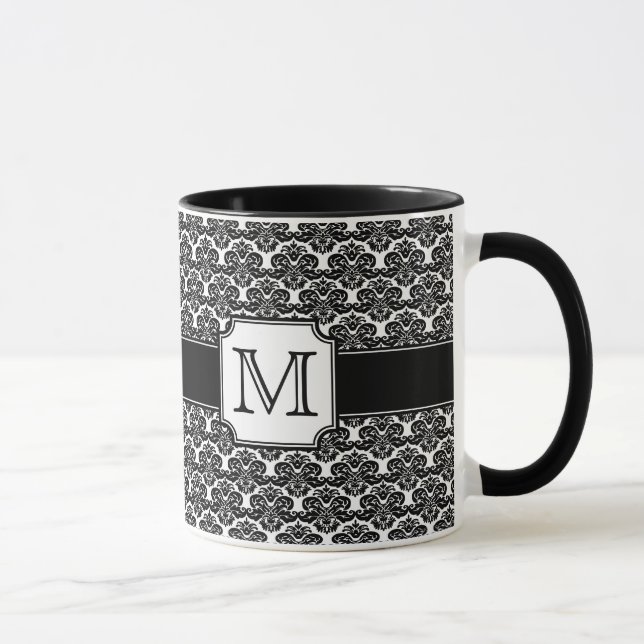 Mug monogramme à damas tendance (Droite)