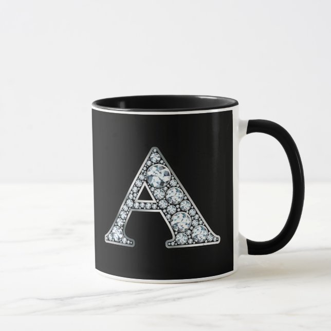 Mug Monogramme A Faux Diamond (Droite)