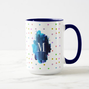Mug Monogramme À petits pois coloré