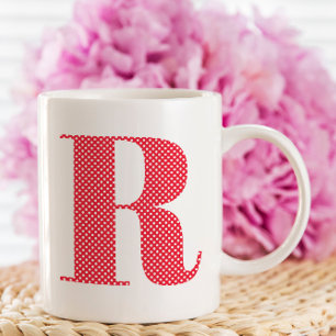 Mug Monogramme à points polka rouges et blancs