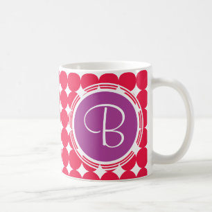 Mug Monogramme à pois rouges et violets
