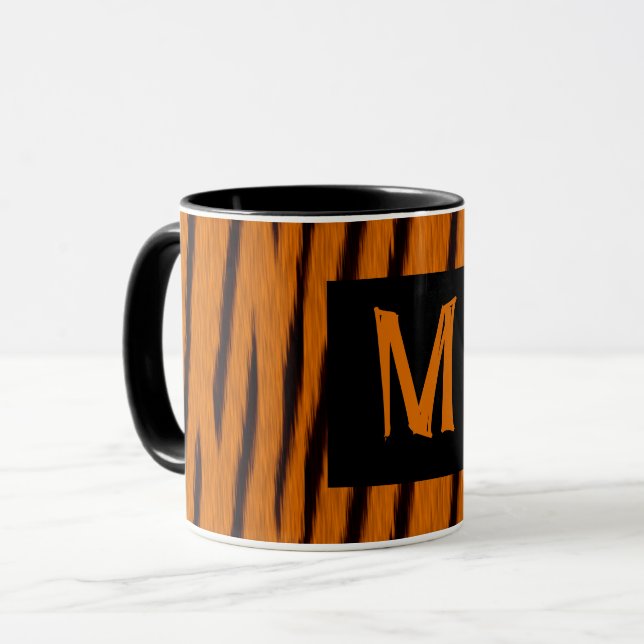 Mug Monogramme à rayures de tigres (Devant gauche)