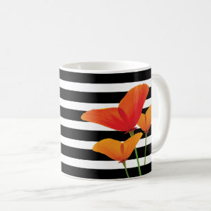 Mug Monogramme à rayures noires chic