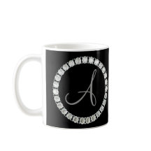 Monogramme A strass noir bg