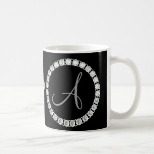 Mug Monogramme A strass noir bg