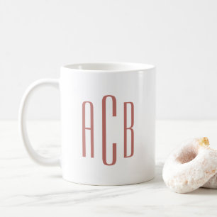 Mug Monogramme à trois lettres en terracotta douce mod