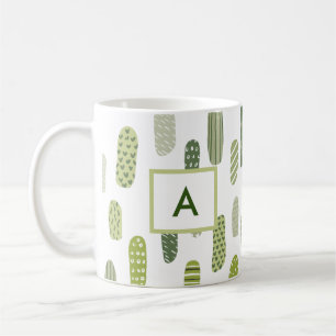 Mug Monogramme Abstrait Pastel Vert