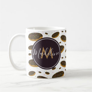 Mug Monogramme alimentaire Motif de Donut de chocolat