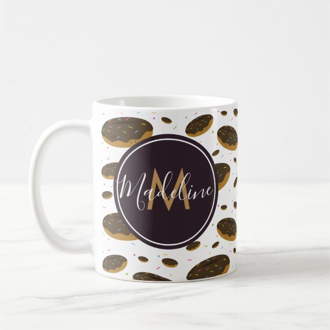 Mug Monogramme alimentaire Motif de Donut de chocolat (Gauche)