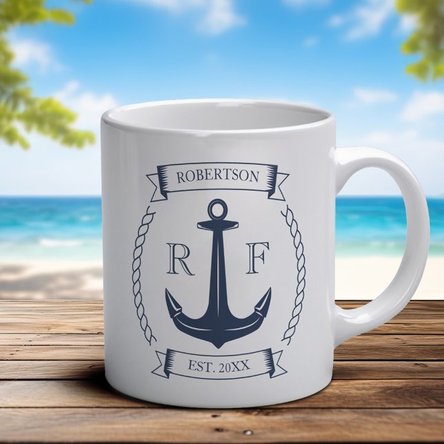 Mug Monogramme Ancre nautique (Créateur téléchargé)