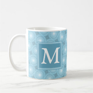 Mug Monogramme ange bleu cercles motif