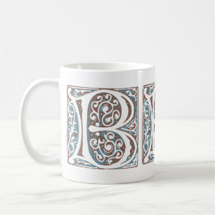 Mug Monogramme antique médiéval élégant de la lett