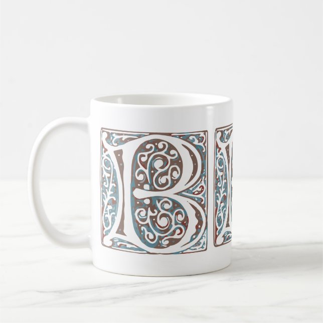 Mug Monogramme antique médiéval élégant de la lettre B (Gauche)