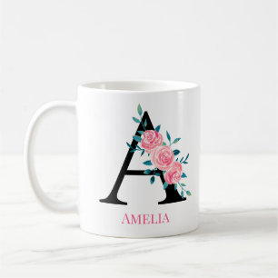 Mug Monogramme Aquarelle Lettre A Personnalisée Simple