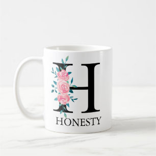 Mug Monogramme Aquarelle Lettre Unique Personnalisée H