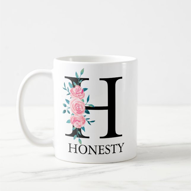 Mug Monogramme aquarelle personnalisé lettre unique Ca (Gauche)