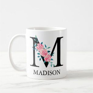 Mug Monogramme aquarelle personnalisé lettre unique M