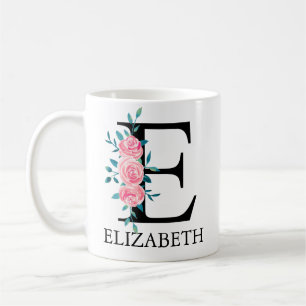 Mug Monogramme aquarelle personnalisée lettre unique E