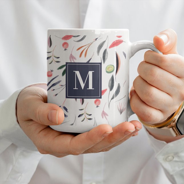 Mug Monogramme Aquarelle végétale (Créateur téléchargé)
