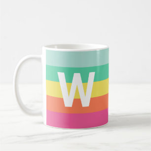 Mug Monogramme Arc en ciel Bloc de couleur Sherbet Per