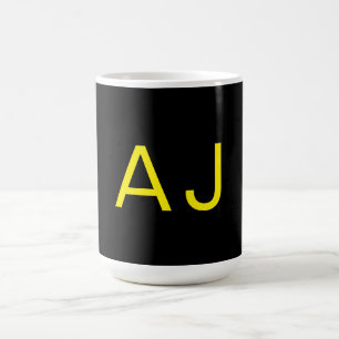 Mug Monogramme Attrayant Jaune Noir Minimaliste Modern