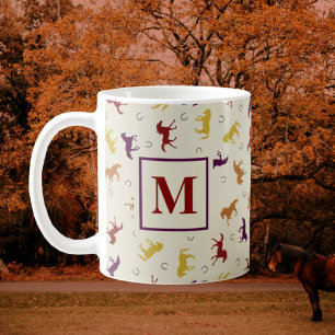Mug Monogramme Automne Feuilles de Cheval Motif