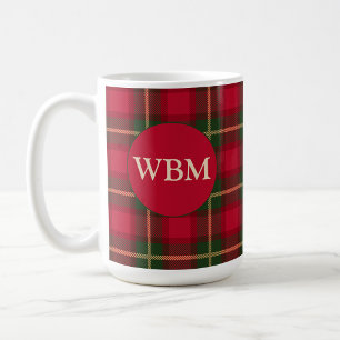 Mug monogramme avec design en carton rouge et noir