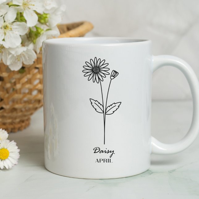Mug Monogramme avril Fleur du mois de naissance (Créateur téléchargé)