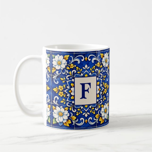 Mug Monogramme Azulejo de Minuit (Gauche)