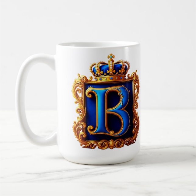 Mug Monogramme B en lettre royale bleue (Gauche)
