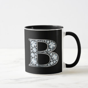 Mug Monogramme B Faux Diamond