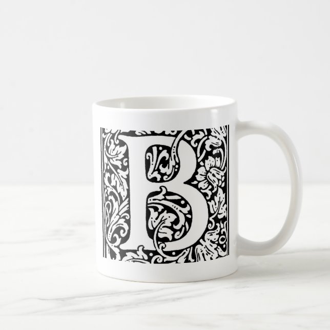 Mug Monogramme B initial. Nom customisé Modèle floral (Droite)