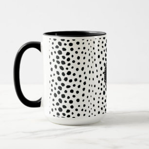 Mug Monogramme blanc noir chic de motif d'impression