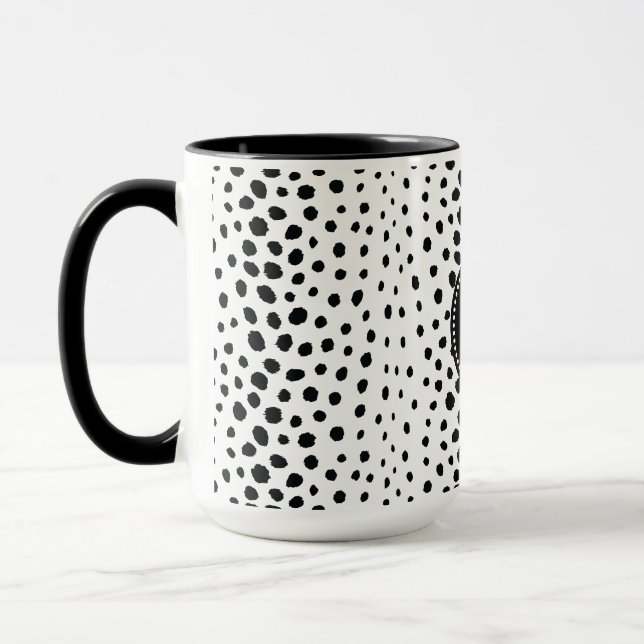 Mug Monogramme blanc noir chic de motif d'impression (Gauche)
