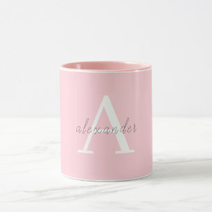 Mug monogramme blanc rose personnalisé avec votre nom