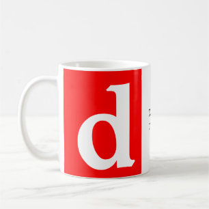 Mug Monogramme blanc rouge moderne minimaliste votre n