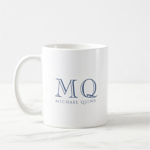 Mug Monogramme bleu classique de la marine