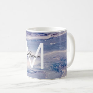 Mug Monogramme Bleu Et Blanc