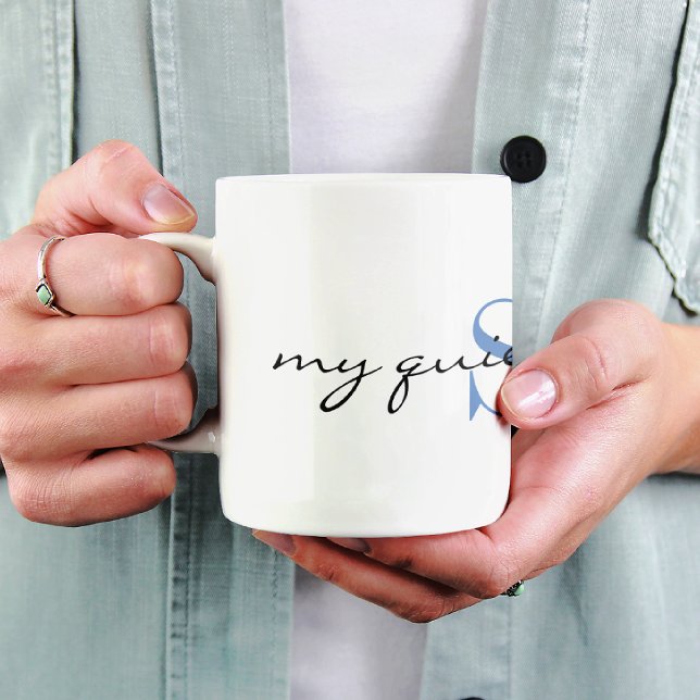 Mug Monogramme bleu initial, mon espace tranquille, él (Créateur téléchargé)