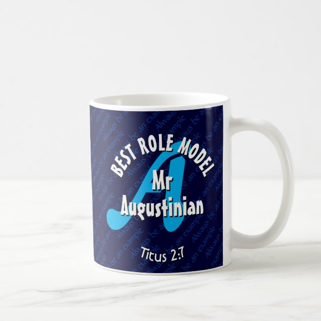 Mug Monogramme bleu MEILLEUR MODÈLE DE RÔLE Écriture p (Droite)