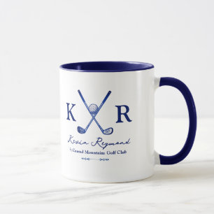 Mug Monogrammé bleu pour un golfeur