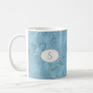 Mug Monogramme bleu rustique Typographie florale