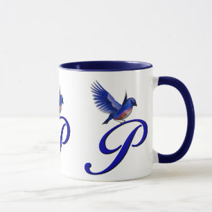 Mug Monogramme Bluebird initial P élégant