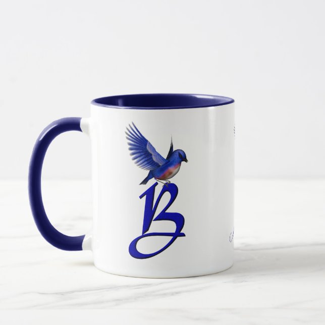 Mug Monogramme Bluebird Initiale B Élégant Personnalis (Gauche)